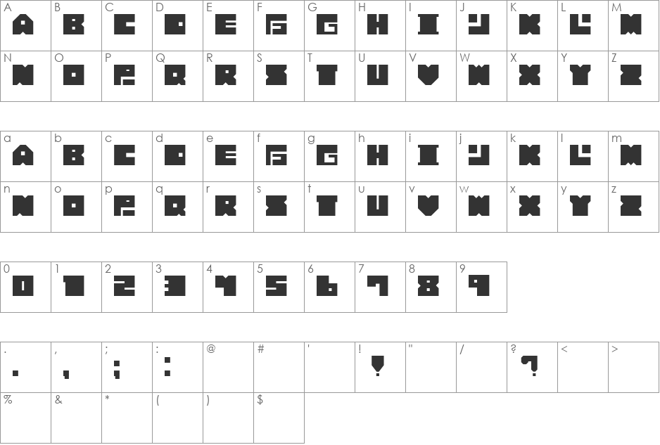 Bonko Bloks font character map preview
