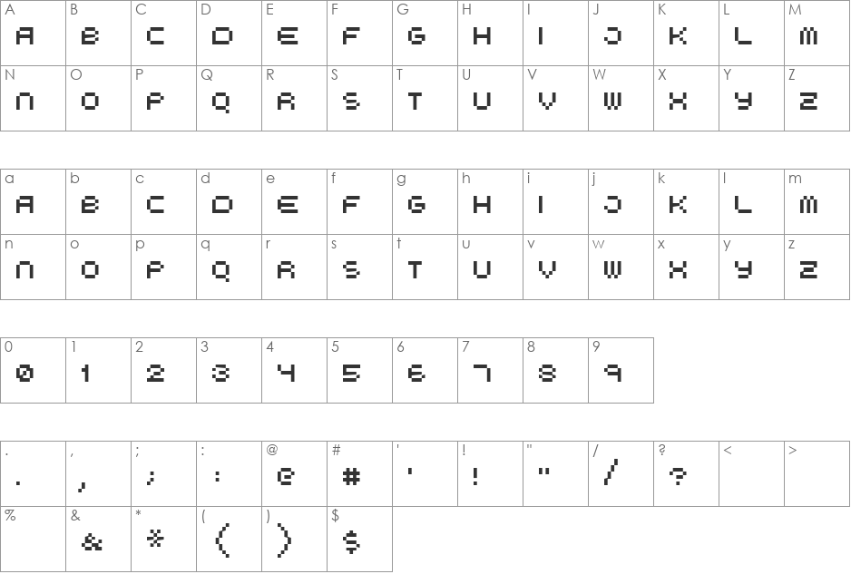 Boo City font character map preview