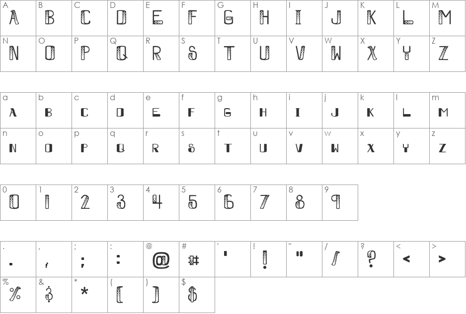 BooBooKitty font character map preview