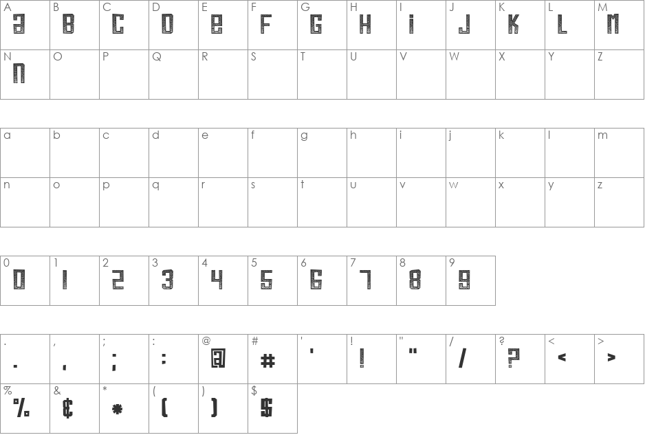 BooBooKitty font character map preview