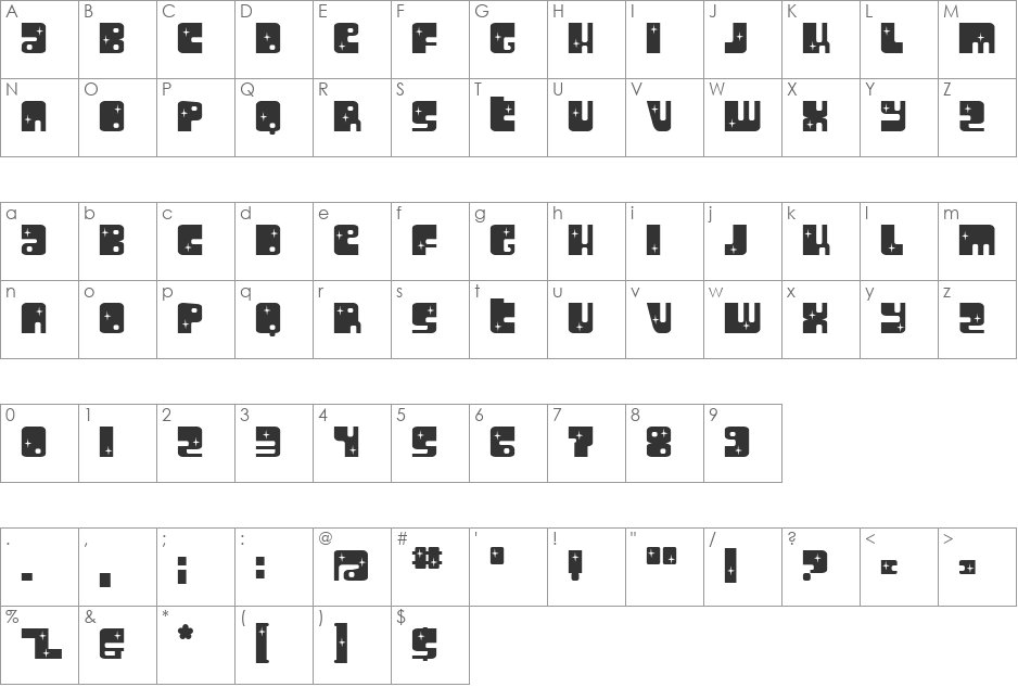 BooHoo font character map preview