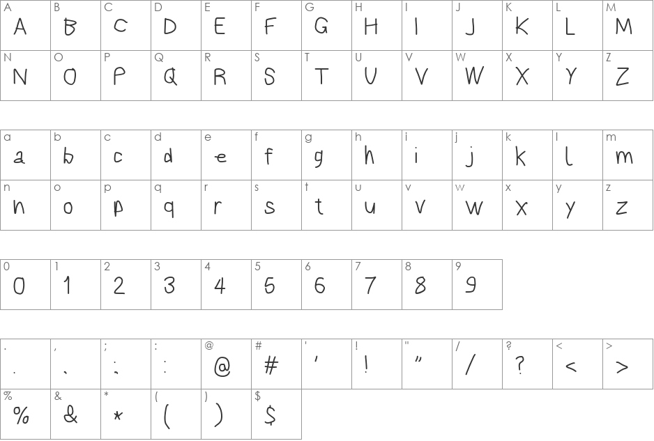 Bookmark font character map preview