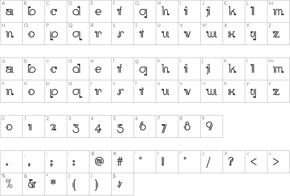 Boomer Ingue NF font character map preview