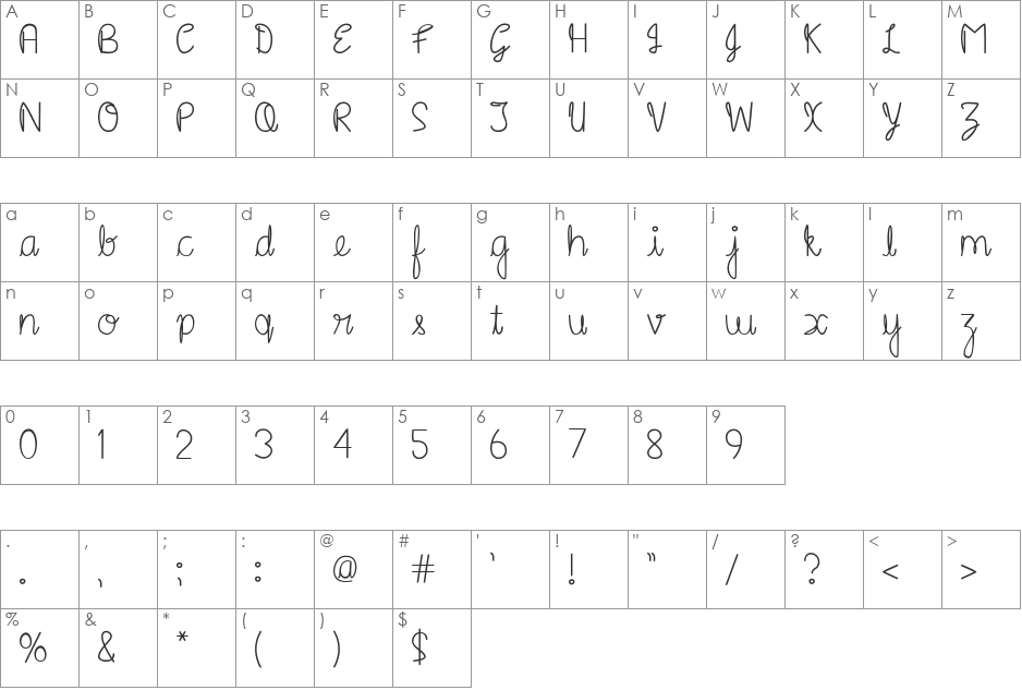 Boomerang 101 font character map preview