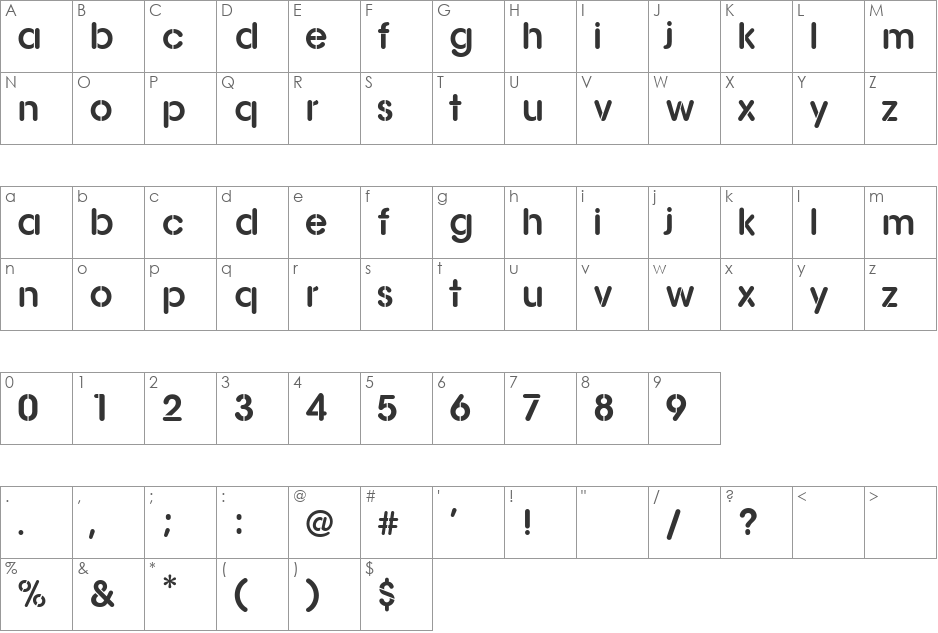 AG Stencil font character map preview