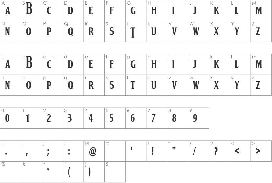BOOTLE font character map preview