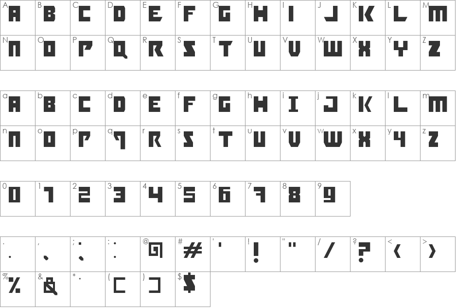 Booyakasha font character map preview