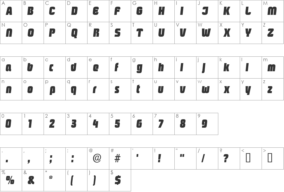 BoozleDisplaySSi font character map preview