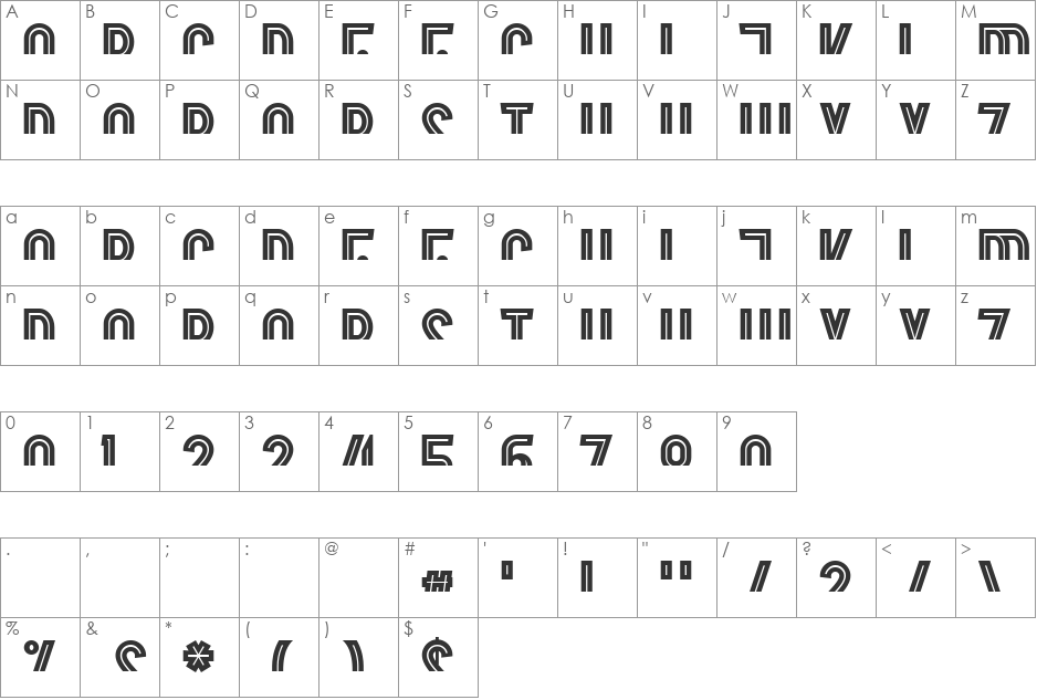 Border Control font character map preview