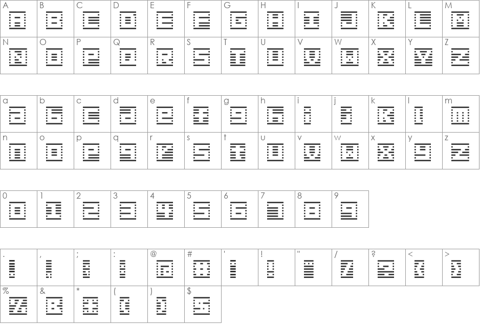 border7alp font character map preview