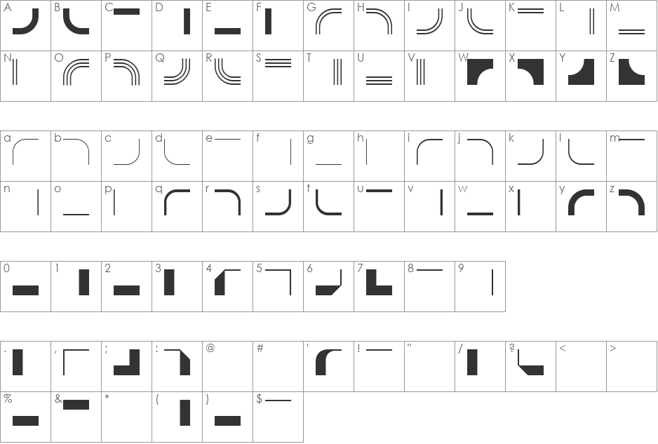 BorderPi font character map preview