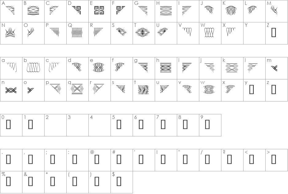 BorderV1 font character map preview