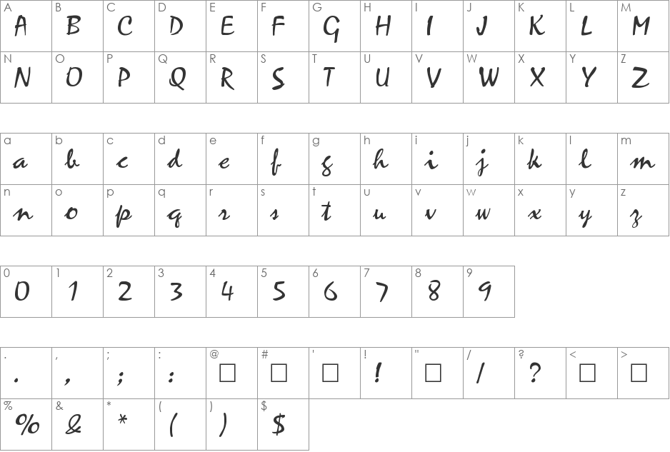 Borealis font character map preview
