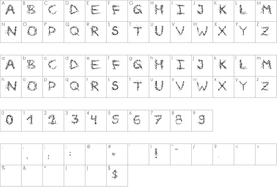 Bored now font character map preview