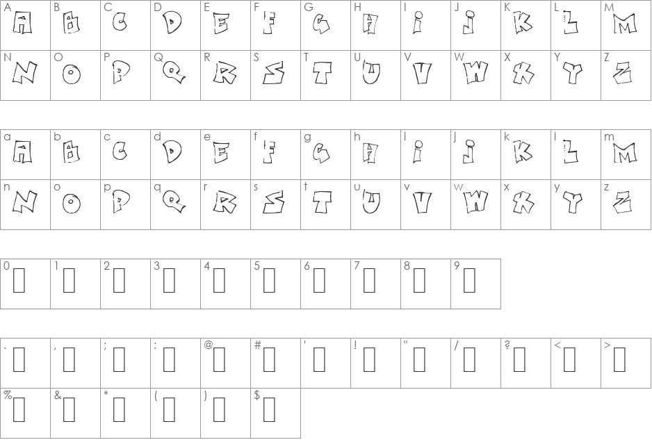 Bored Schoolboy font character map preview