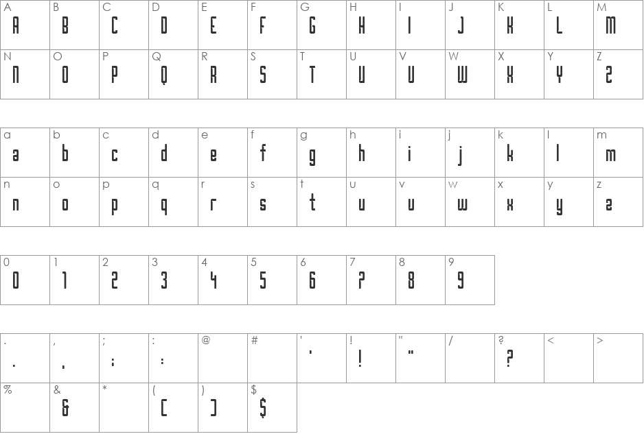 Borg font character map preview