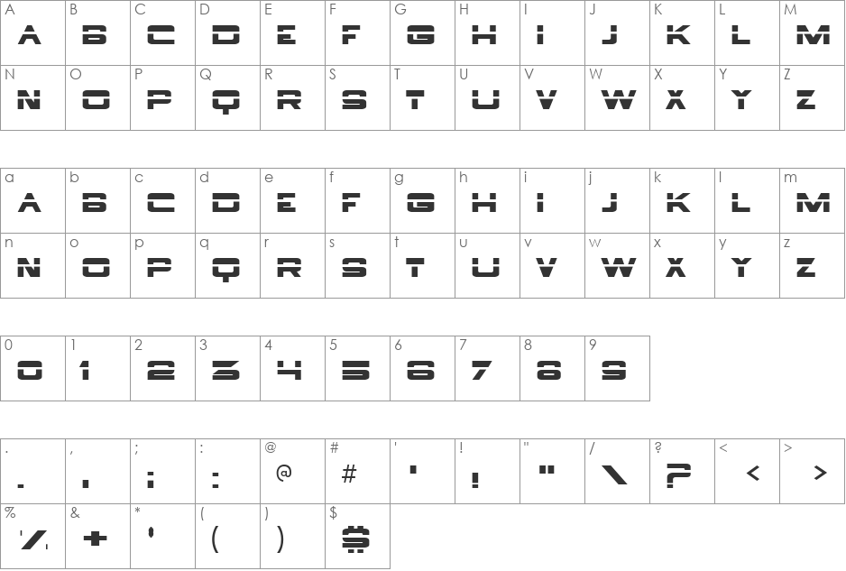 Borg 9 font character map preview