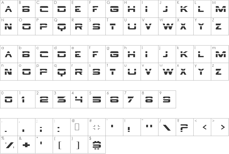 Borg-9 font character map preview