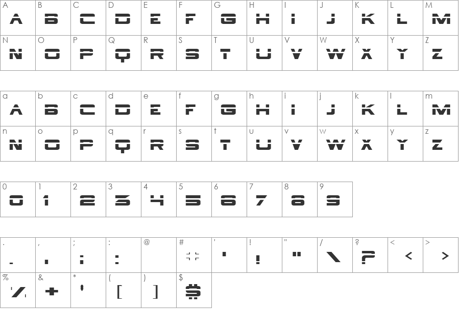 Borg9 font character map preview