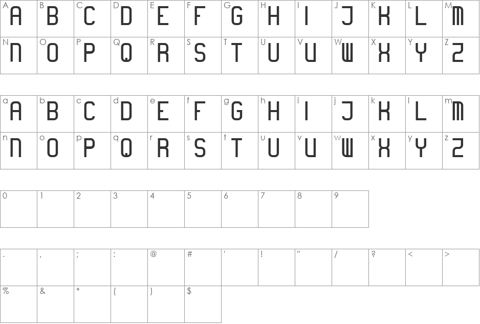boring font character map preview
