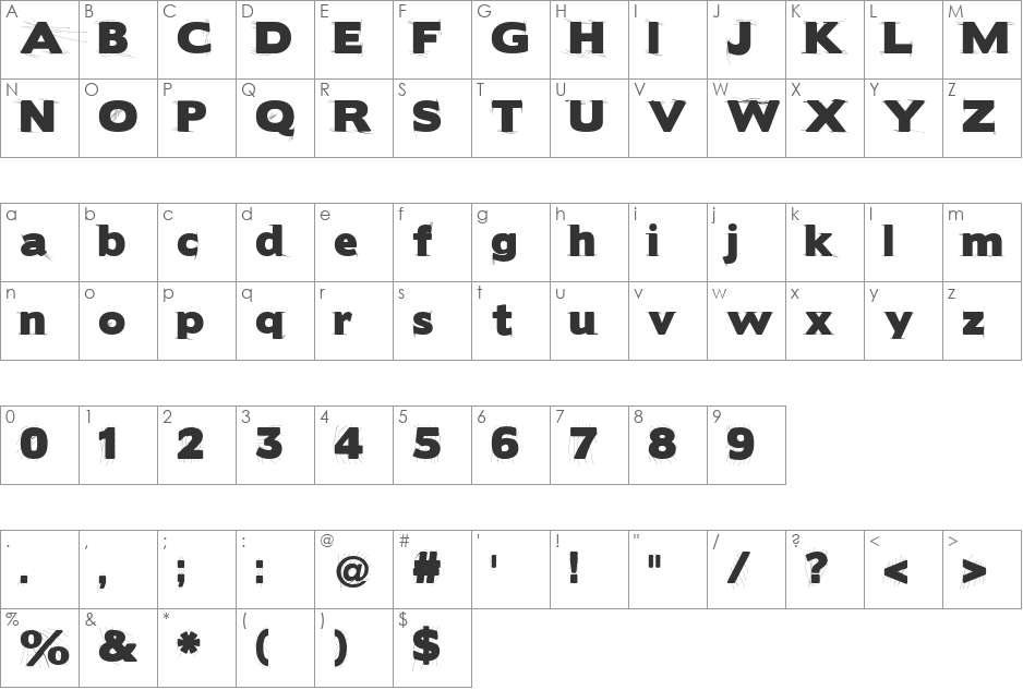 BorisBlackBloxxDirty font character map preview