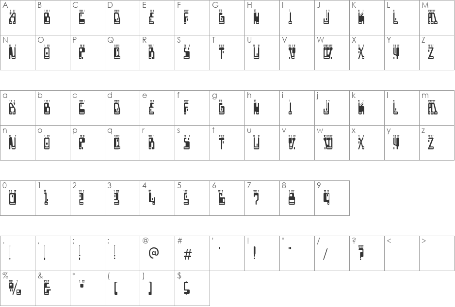 Boron font character map preview