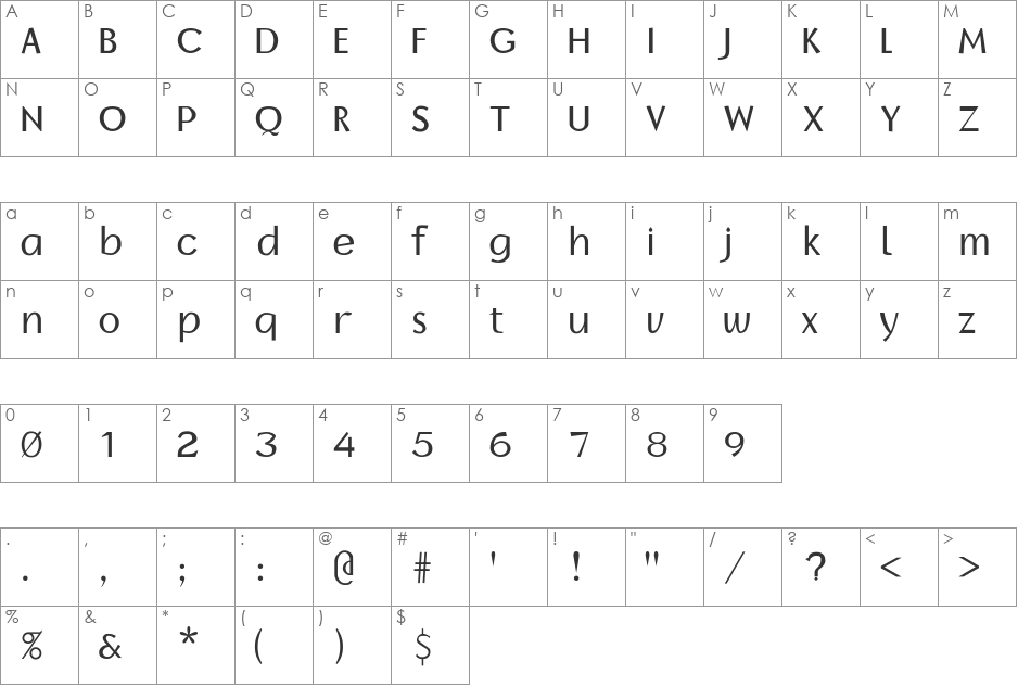 BorzoiReaderPla font character map preview