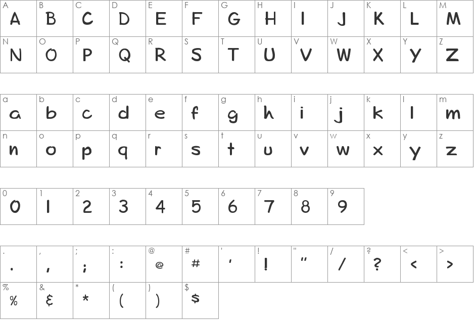 bosil unique Regular font character map preview