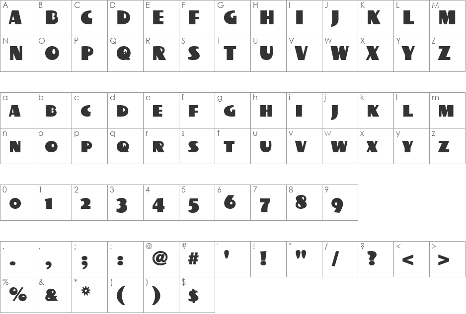 BottleKaps SC Condensed font character map preview