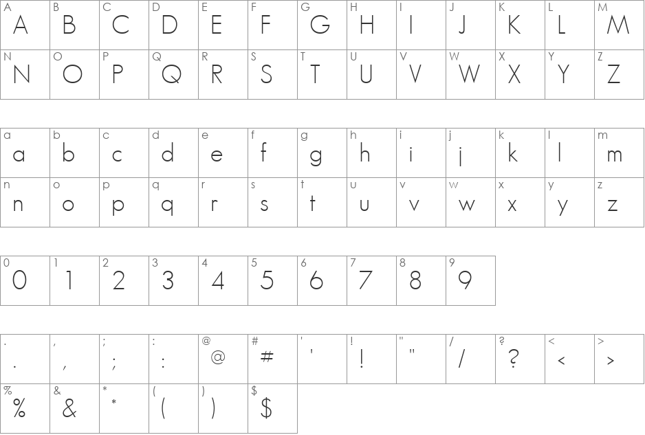 Bougan SSi font character map preview