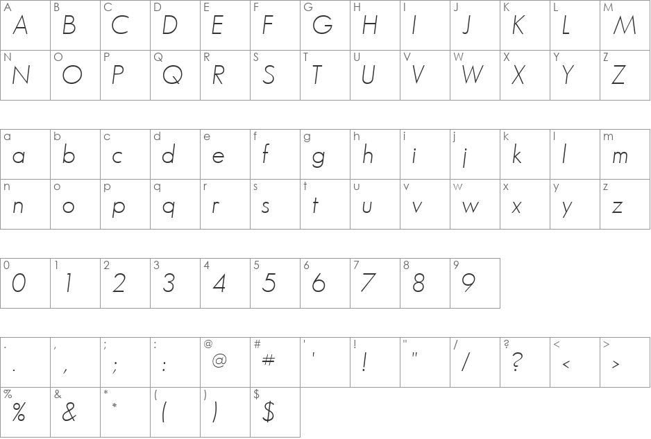 BouganSSi font character map preview