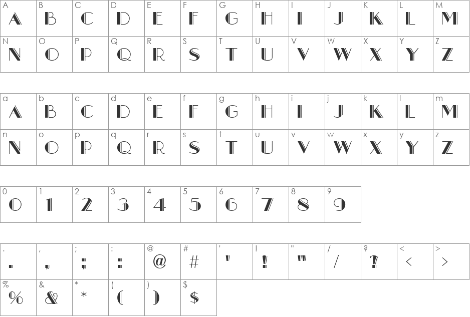 Boul Mich font character map preview