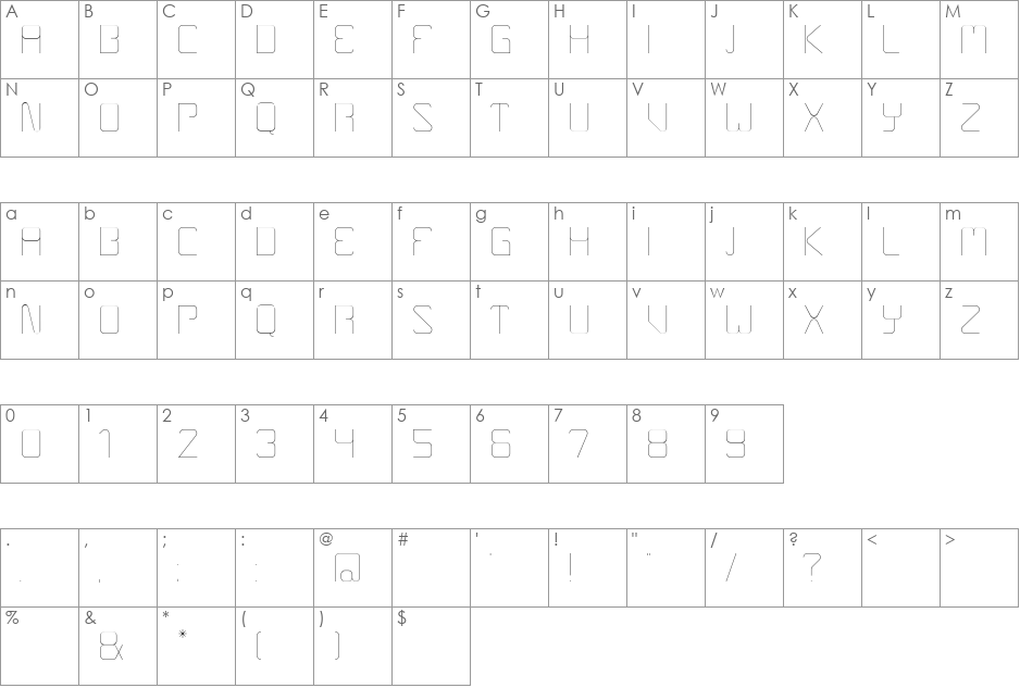 Boulder font character map preview