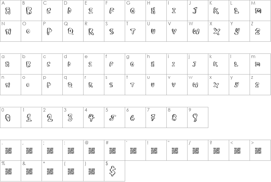 BoulderScare font character map preview