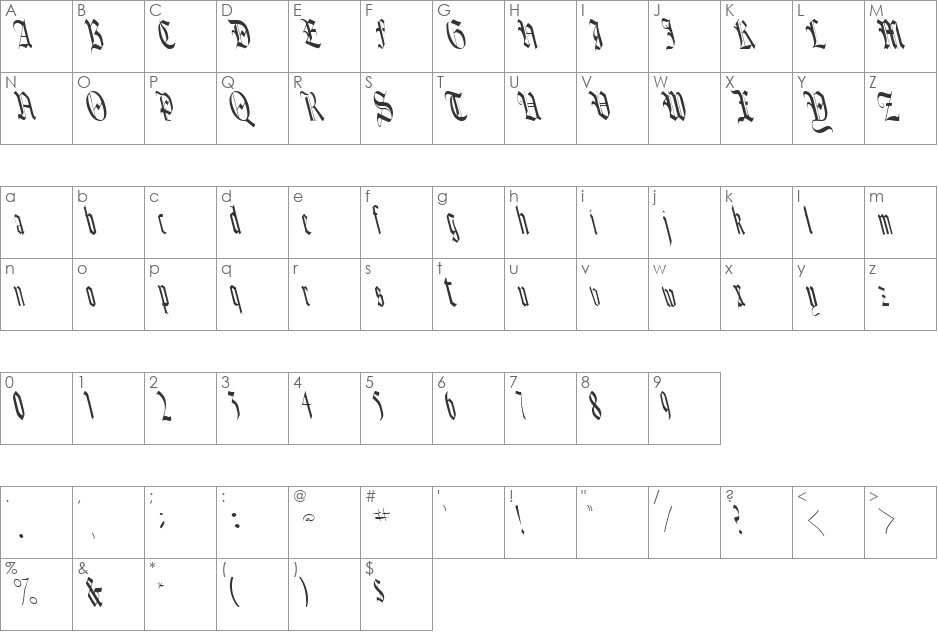 BounceBackText110 font character map preview
