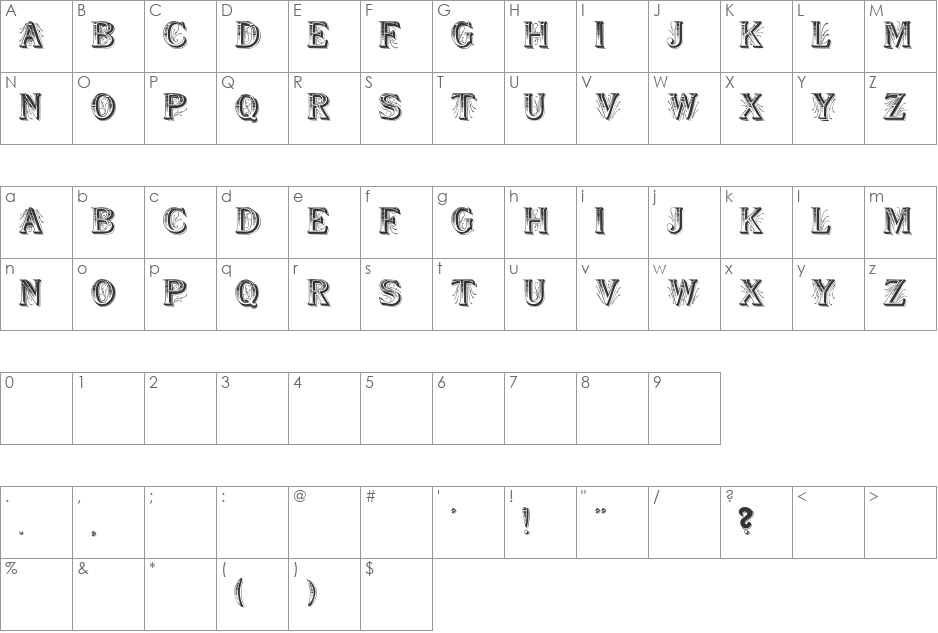 BoutiqueDisplayCaps font character map preview