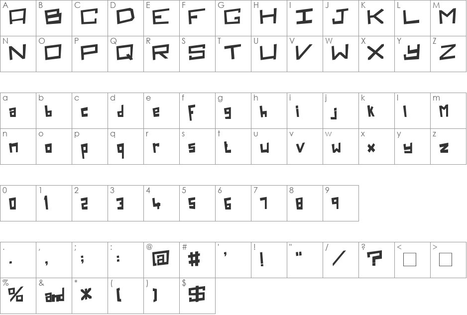 Box Clever font character map preview