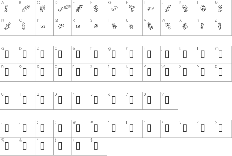 Box in a Box font character map preview