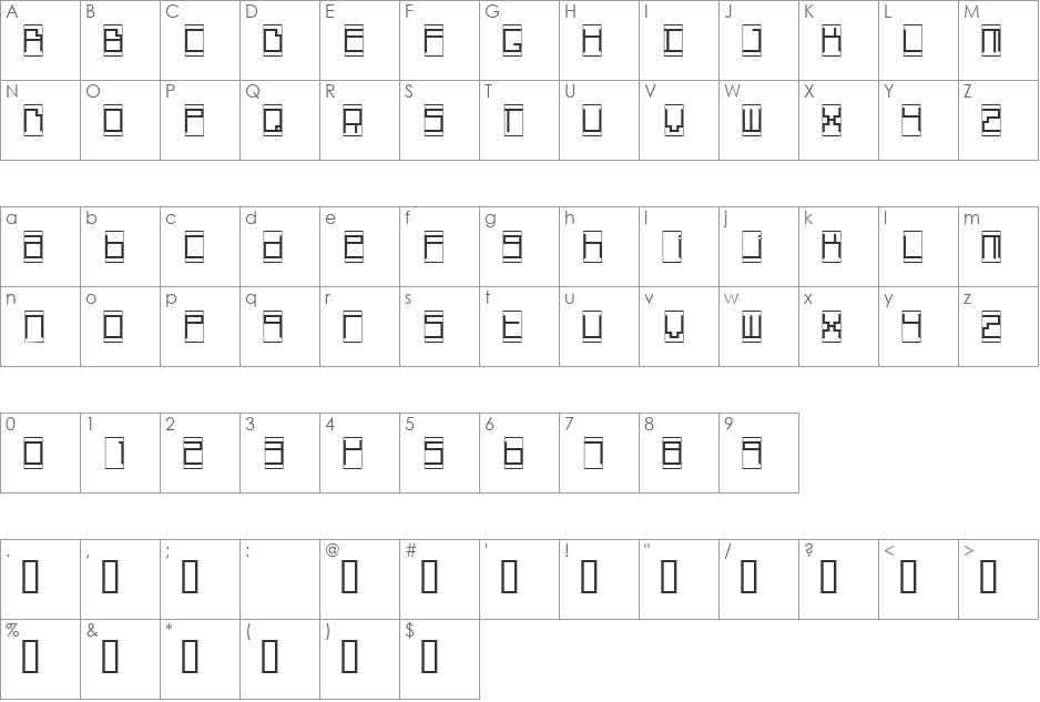 Box Top font character map preview