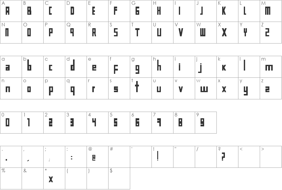 boxbo font character map preview