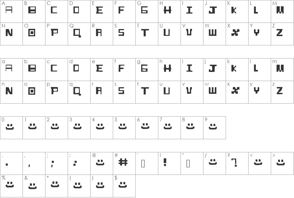BoxCraft_Alphabet_Font font character map preview
