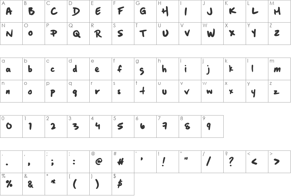 Boxing Wizards font character map preview