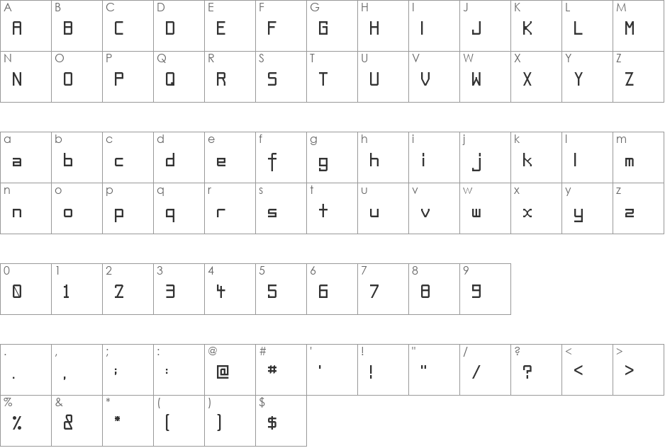 boxmd font character map preview