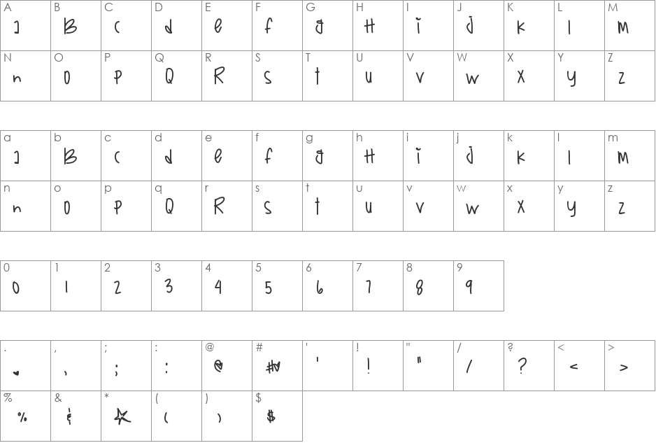 BoxysReturn font character map preview