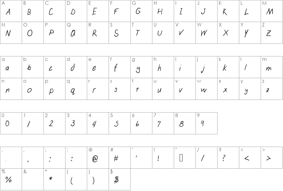 Boygenius32 font character map preview
