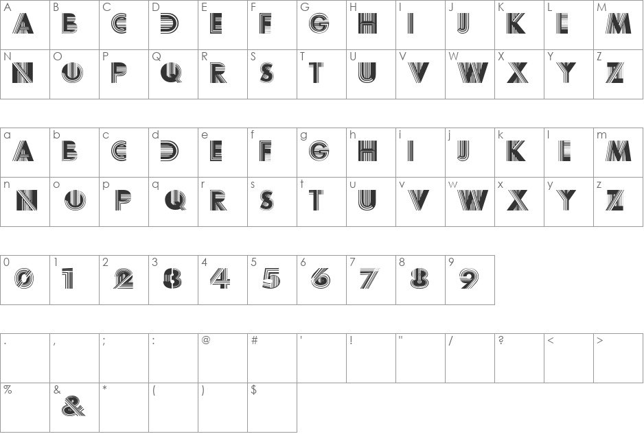 BoyRacer font character map preview