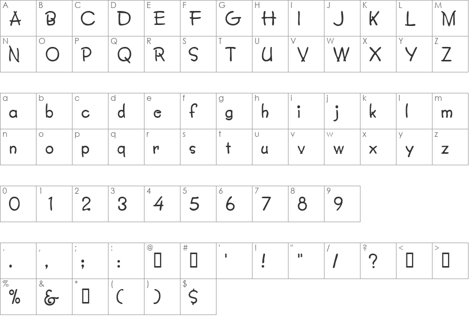 BoyzClubSSK font character map preview