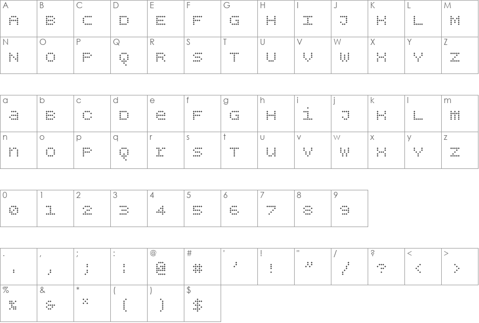 BPdotsUnicaseDiamond font character map preview