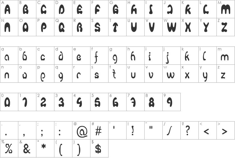 Agafont font character map preview