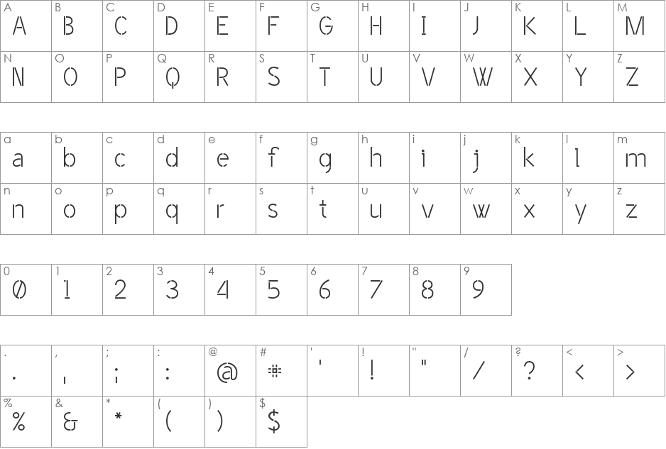 BPpong font character map preview